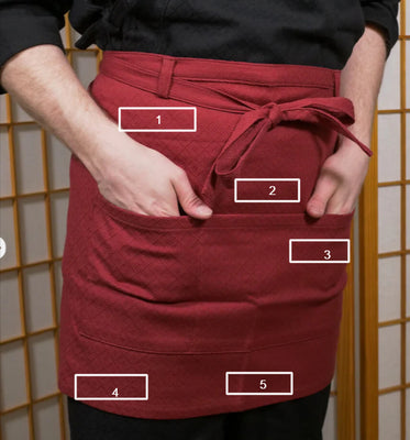 [Custom Embroidery Apron] Elizabeth : horizontal, white, katakana, position 1