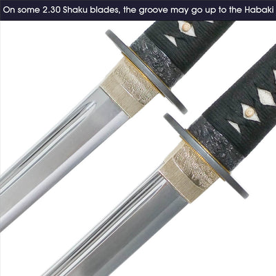 On some 2.30 Shaku blades, the groove may go up to the Habaki